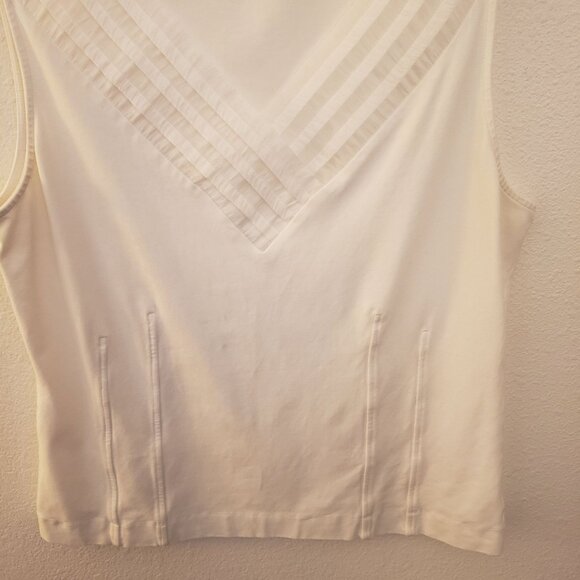 Nik + Zoe White Cotton Blend V Neck Tank w/Corset Waist Details XL EUC - Picture 4 of 8